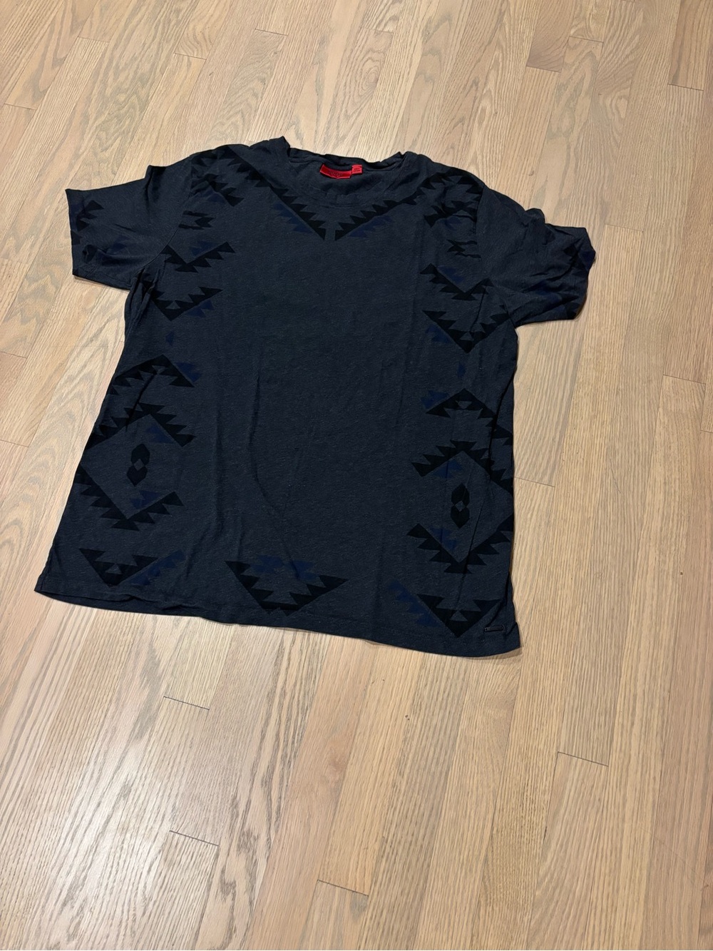 Hugo Boss Grey Geometric Pattern Men's soft Cotton T-Shirt XXL